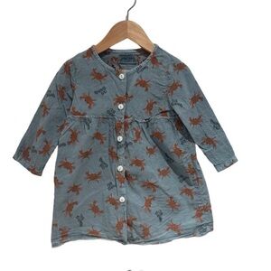BOBO CHOSES “crab your hands” blue/red button down dress 18-24 months (generous)